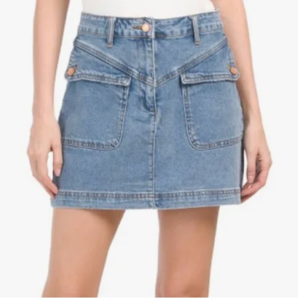 HOUSE OF HARLOW 1960 Redwood Womens Denim Jean Mini Skirt